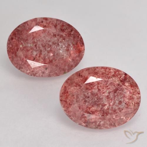 3.65ctw Naturel Rose vif Quartz Fraise, ovale, Translucide