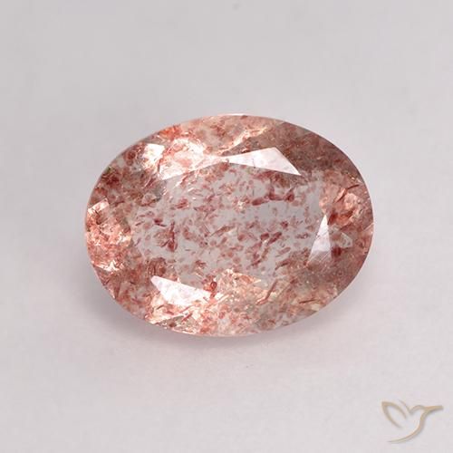 Quartz fraise rose naturelle coupe ovale, 1,53 ct, transparent