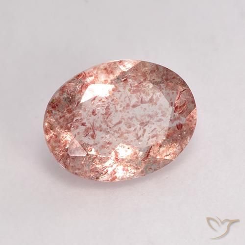 Quartz fraise rose naturelle coupe ovale, 1,53 ct, transparent