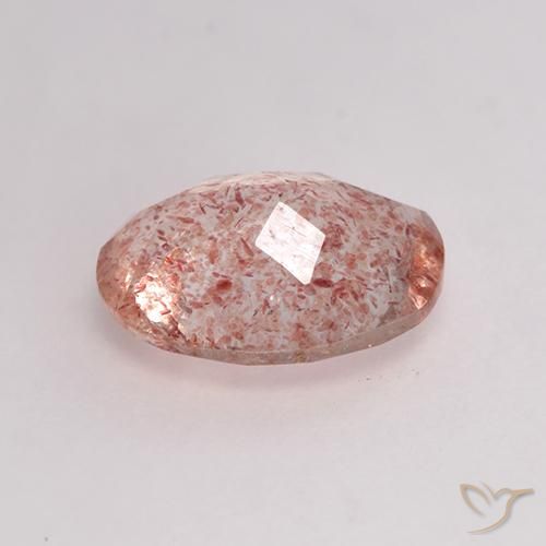Quartz fraise rose naturelle coupe ovale, 1,53 ct, transparent