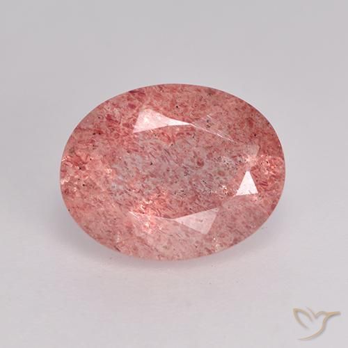 Quartz Fraise Rose naturelle ovale, 1.72 ct, Translucide