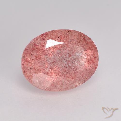 Quartz Fraise Rose naturelle ovale, 1.72 ct, Translucide