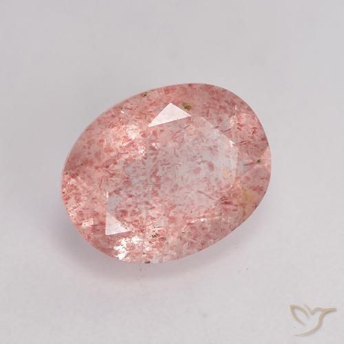 Quartz fraise Rose moyen naturelle ovale, 1.62 ct, Translucide