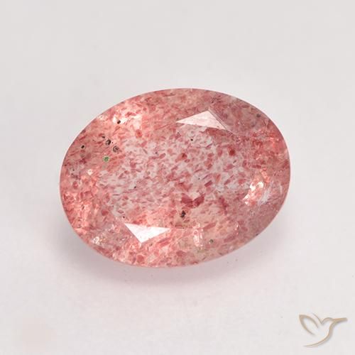 Quartz Fraise Rose moyen-léger naturelle ovale, 1.79 ct, Translucide