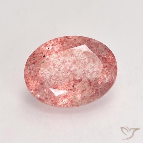 Quartz Fraise Rose moyen-léger naturelle ovale, 1.79 ct, Translucide
