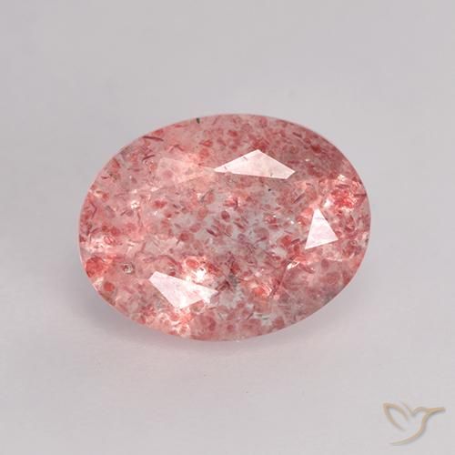 1.62ct Naturel Rose chaud et léger Quartz fraise, ovale, Translucide