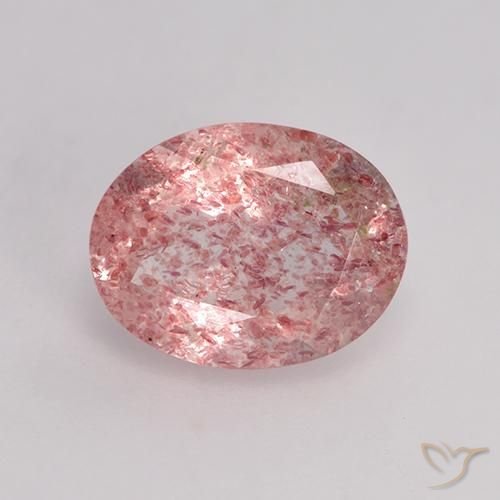 Quartz fraise Rose terreux naturelle Coupe ovale, 1.51 ct, Translucide