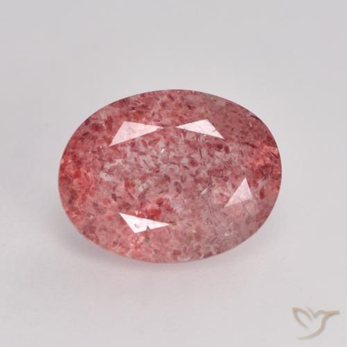 1.68ct Naturel Rose moyen-foncé Quartz fraise, ovale, Translucide