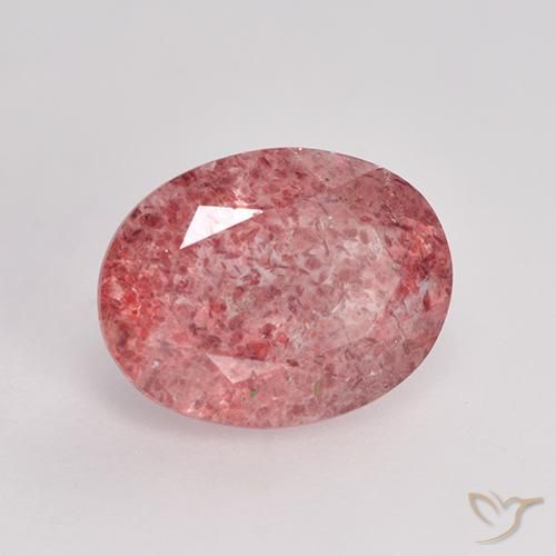 Quartz fraise Rose moyen-foncé naturelle ovale, 1.68 ct, Translucide