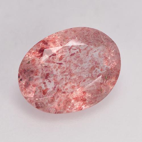 Quartz fraise rouge naturelle coupe ovale, 1,36 ct, translucide