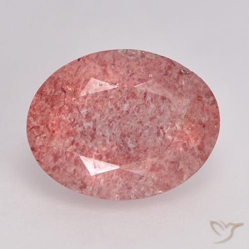 Quartz Fraise Rose moyen naturelle ovale, 1.69 ct, Translucide