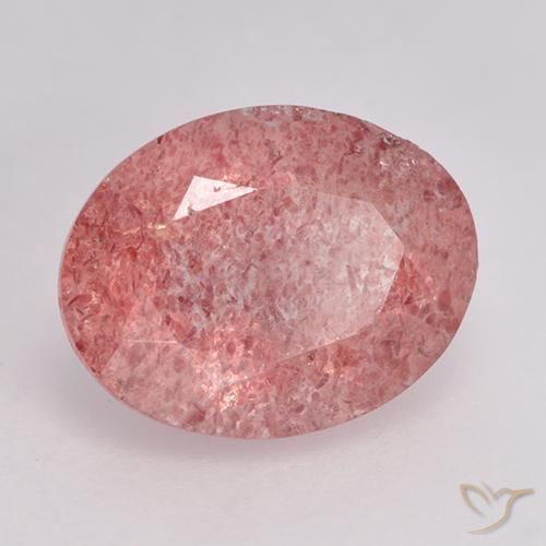 Quartz Fraise Rose moyen naturelle ovale, 1.69 ct, Translucide