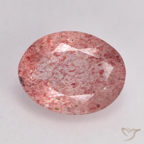 1.51ct Naturel Rose moyen-léger Quartz fraise, ovale, Translucide
