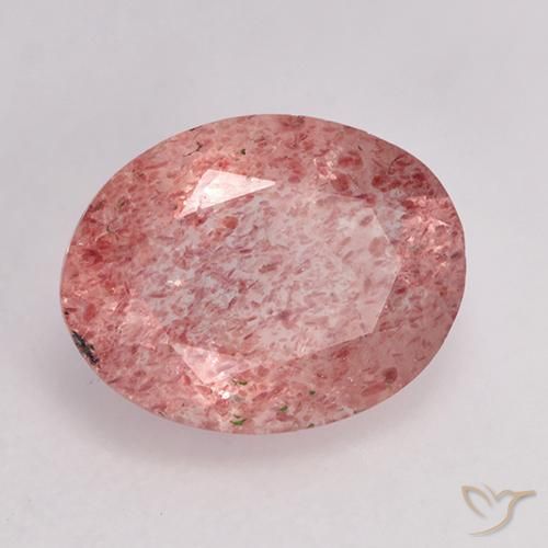 Quartz fraise Rose moyen-léger naturelle ovale, 1.51 ct, Translucide