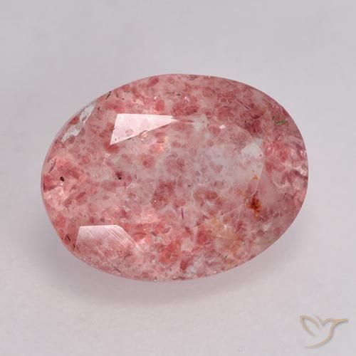 Quartz fraise Rose intense naturelle ovale, 1.51 ct, Translucide