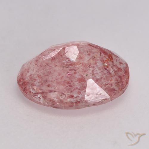 Quartz fraise Rose intense naturelle ovale, 1.51 ct, Translucide