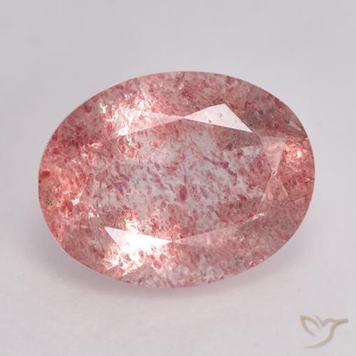 Quartz Fraise Rose moyen naturelle ovale, 1.60 ct, Translucide