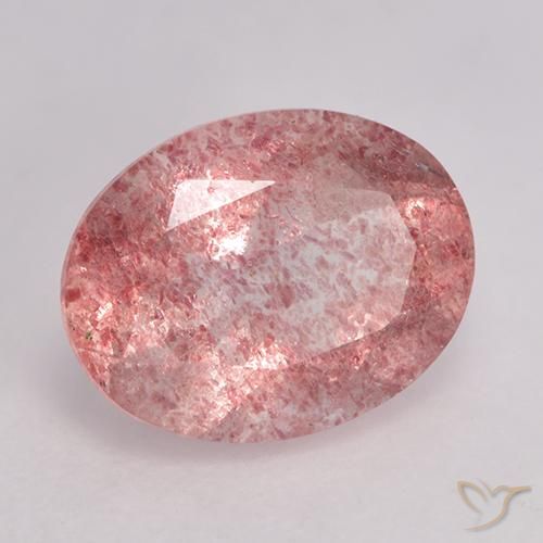 Quartz Fraise Rose moyen naturelle ovale, 1.60 ct, Translucide