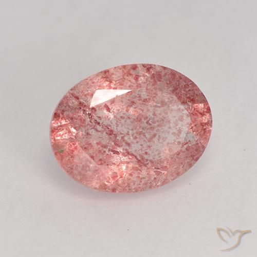Quartz fraise rose naturelle coupe ovale, 1,57 ct, translucide