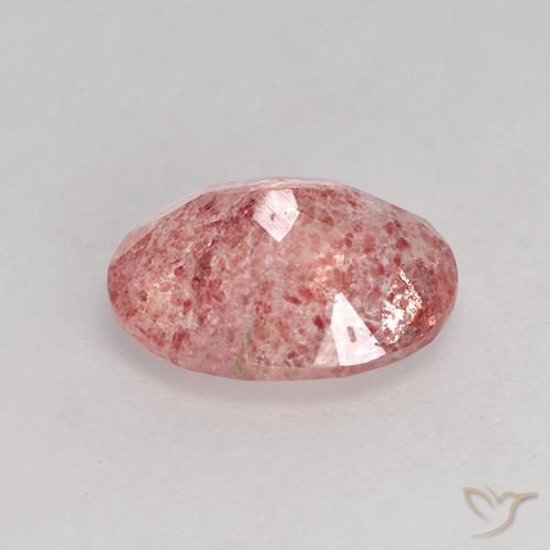 Quartz fraise rose naturelle coupe ovale, 1,57 ct, translucide