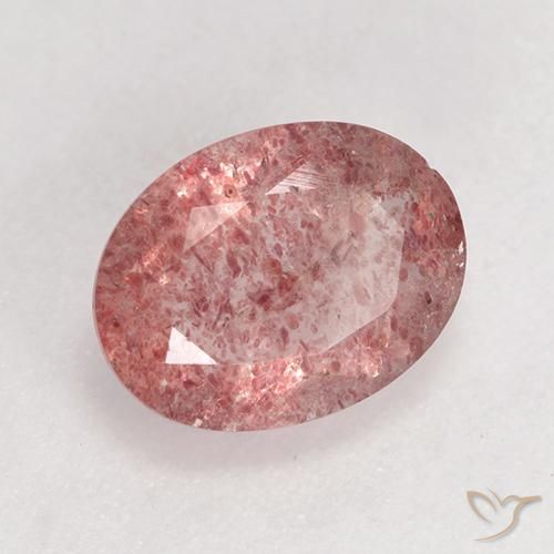 Quartz fraise Rose moyen naturelle ovale, 1.59 ct, Translucide
