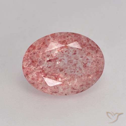 1.79ct Naturel Rose moyen-léger Quartz Fraise, ovale, Translucide