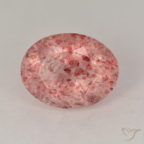 Quartz fraise Rose moyen naturelle ovale, 1.74 ct, Translucide