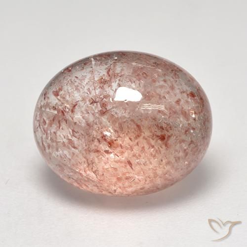 Quartz Fraise Rose moyen-léger naturelle ovale, 7.39 ct, Transparent