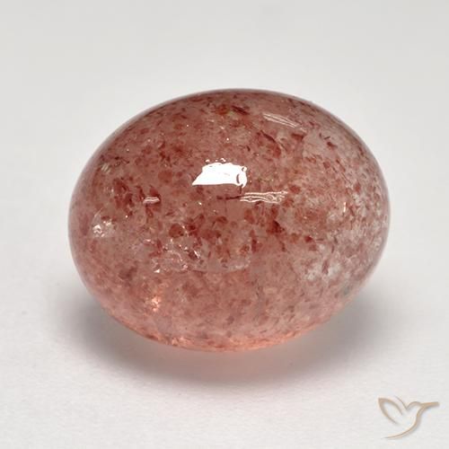 Quartz Fraise Rouge brique léger naturelle ovale, 7.86 ct, Translucide
