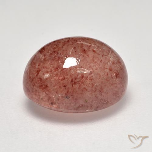 Quartz Fraise Rouge brique léger naturelle ovale, 7.86 ct, Translucide