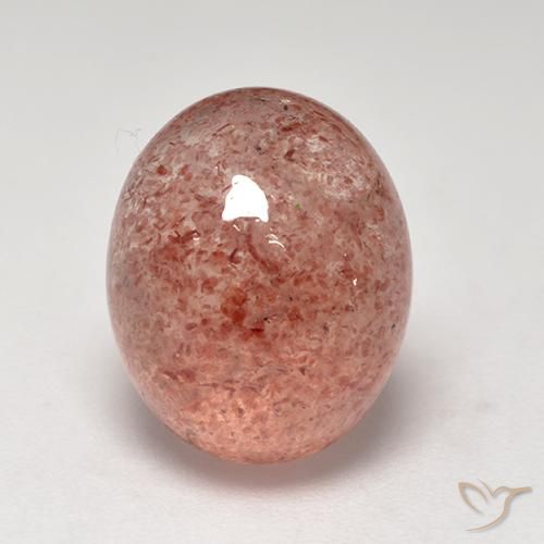 Quartz Fraise Rouge indien naturelle ovale, 6.70 ct, Translucide