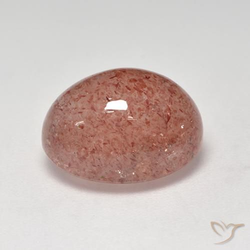 Quartz Fraise Rouge indien naturelle ovale, 6.70 ct, Translucide