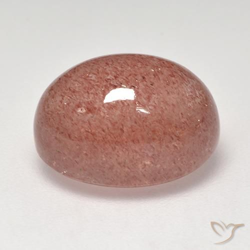 Quartz fraise Rose orangé naturelle ovale, 7.57 ct, Translucide