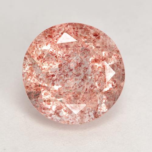Quartz fraise rose naturelle coupe roude, 3,29 ct, translucide