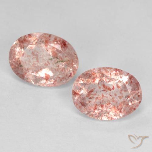 2.34ctw Naturel Rose terreux Quartz fraise, ovale, Translucide