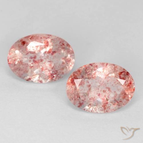 2.47ctw Naturel Rose chaud et léger Quartz fraise, ovale, Transparent