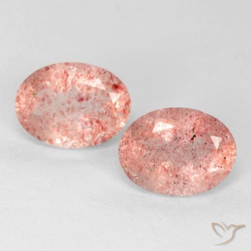 2.34ctw Naturel Rose terreux Quartz fraise, ovale, Translucide