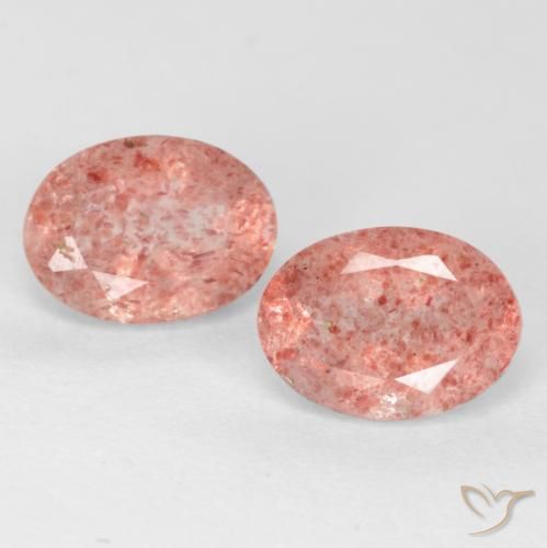 2.49ctw Naturel Rose léger Quartz Fraise, ovale, Translucide