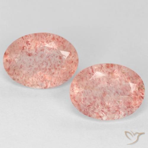 2.32ctw Naturel Rose moyen-léger Quartz Fraise, ovale, Translucide