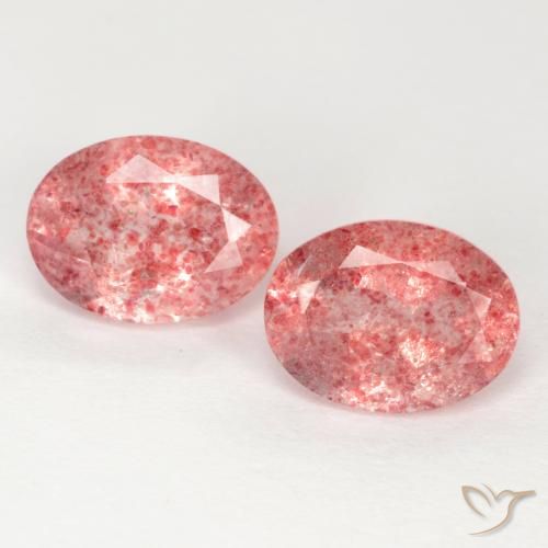 2.33ctw Naturel Bois de rose Quartz fraise, ovale, Translucide