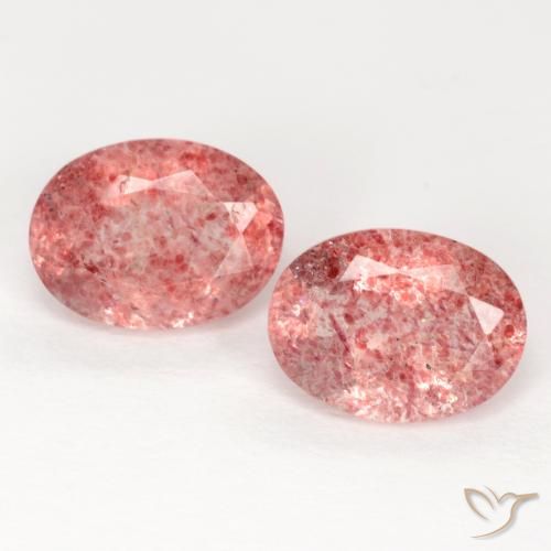 2.35ctw Naturel Rose framboise Quartz Fraise, ovale, Translucide