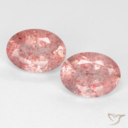 2.33ctw Naturel Rose chaud et léger Quartz Fraise, ovale, Translucide