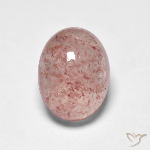 Quartz Fraise Rose clair naturelle ovale, 1.73 ct, Translucide