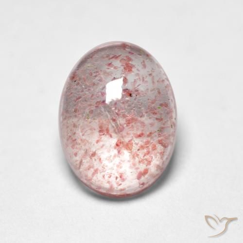 Quartz Fraise Rose clair naturelle ovale, 1.27 ct, Transparent