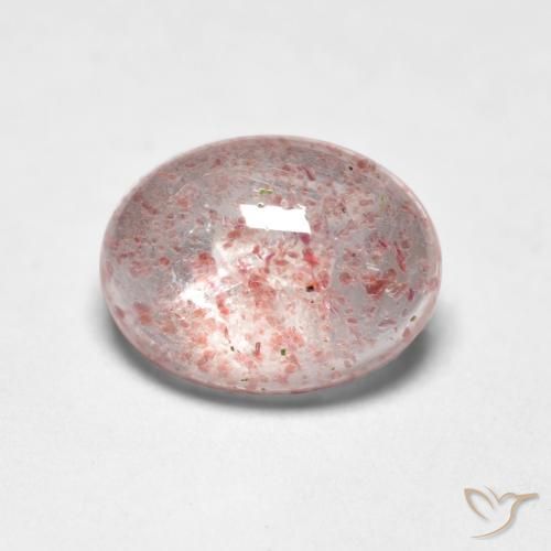 Quartz Fraise Rose clair naturelle ovale, 1.27 ct, Transparent