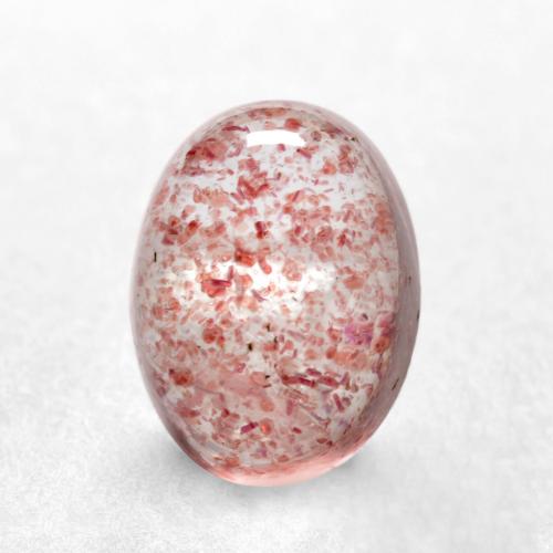 Quartz fraise rose naturelle coupe ovale, 1,61 ct, translucide