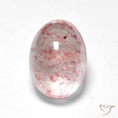 Quartz Fraise Rose clair naturelle ovale, 1.21 ct, Transparent