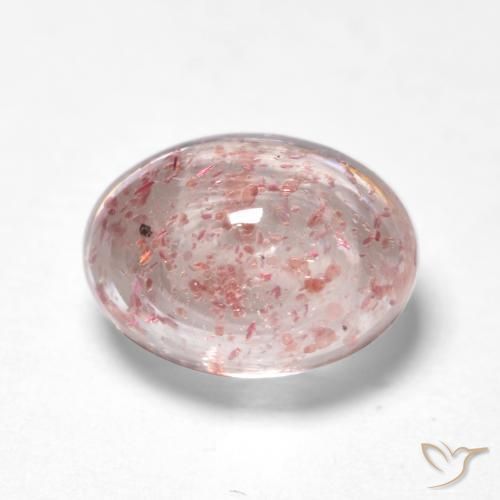 Quartz Fraise Rose clair naturelle ovale, 1.21 ct, Transparent