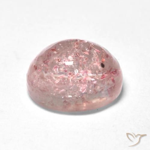 Quartz Fraise Rose clair naturelle ovale, 1.21 ct, Transparent