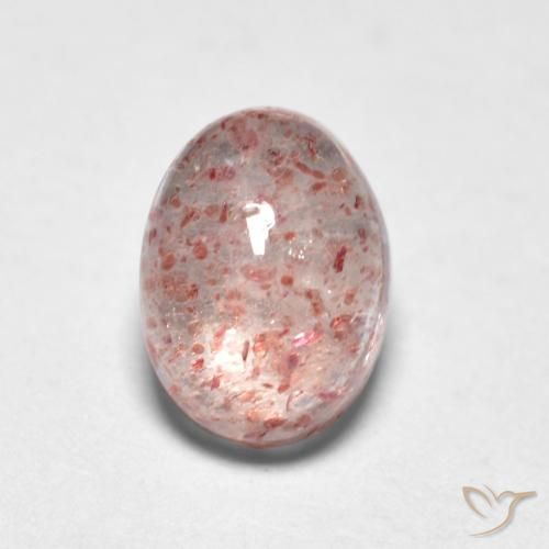 Quartz Fraise Rose clair naturelle ovale, 1.07 ct, Transparent